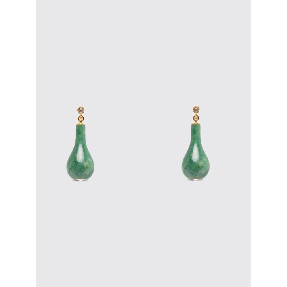Toteme Women Toteme Teardrop Pendant Earrings In Brass With Green Crystals
